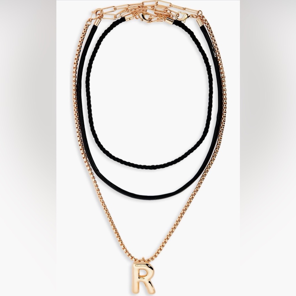 Open Edit Interchangeable Initial Pendant Necklaces - Letter R